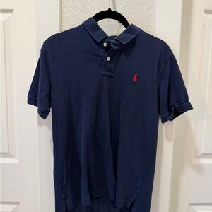 Ralph Lauren Boys Navy Polo Shirt with Red Pony Logo